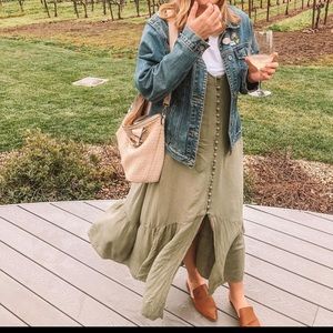 Asos- Green button down midi sundress